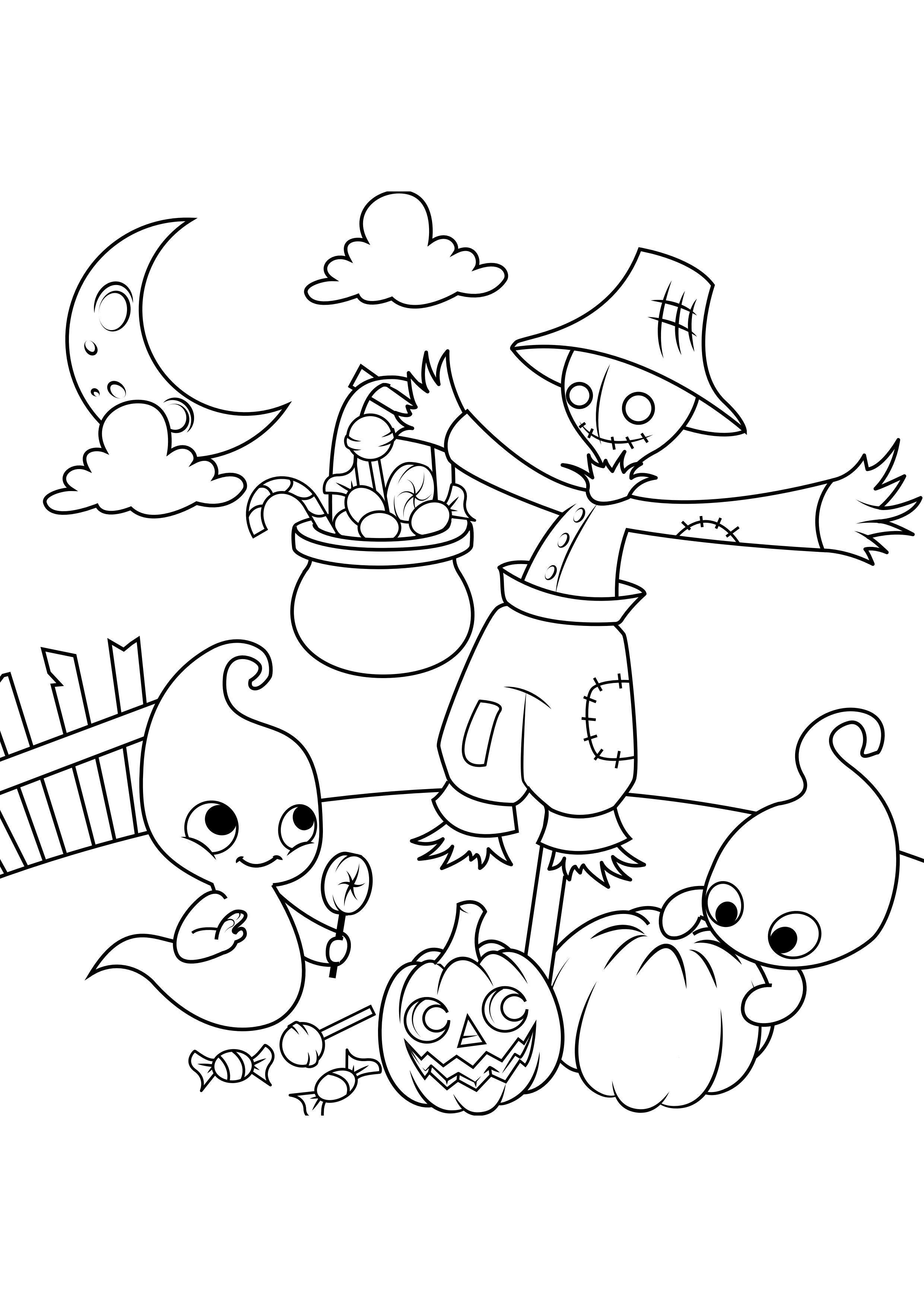 Coloring page ghosts on the road