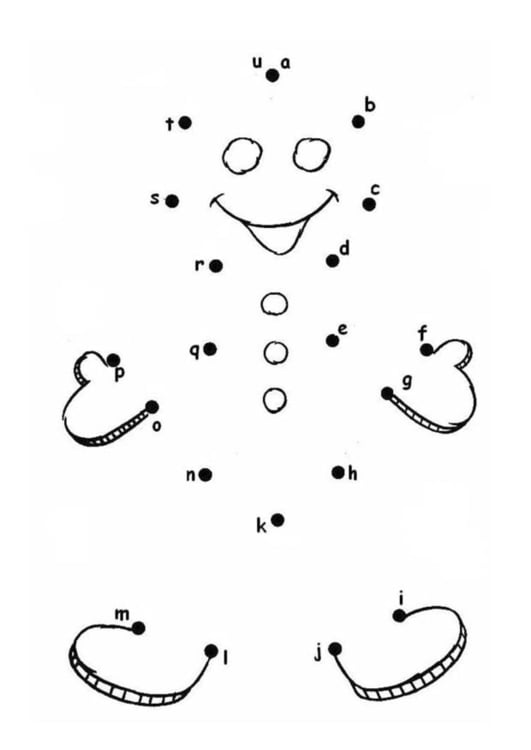 Coloring page gingerbread man - letters