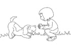 Coloring pages girl and dog