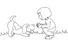 Coloring page girl and dog