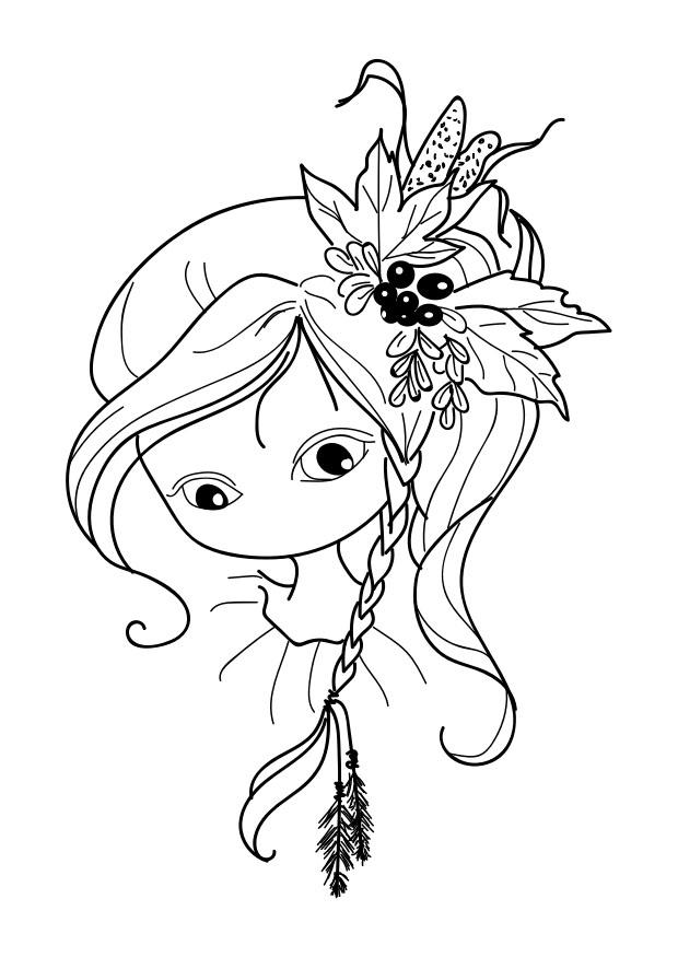 Coloring page girl - draw nose and mouth