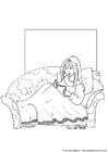 Coloring pages girl in armchair