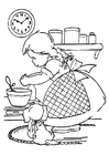 Coloring pages girl is cooking