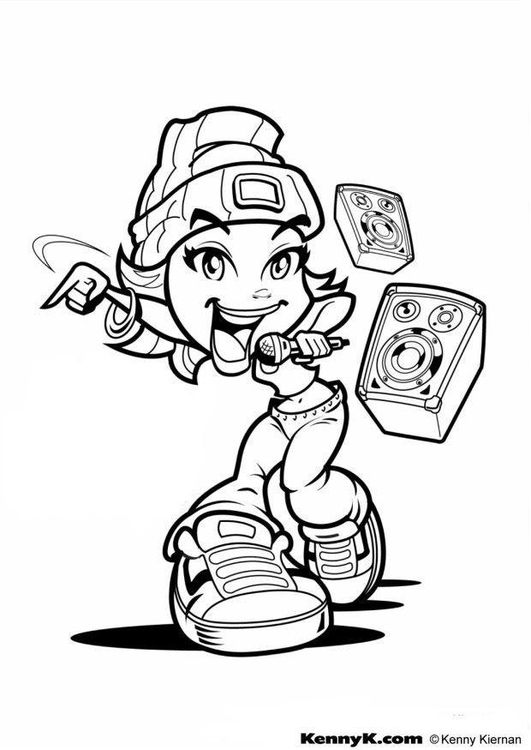 Coloring Page girl singer - free printable coloring pages - Img 10288