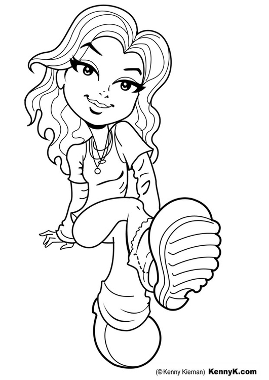 Coloring page girl sitting