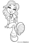 Coloring pages girl sitting