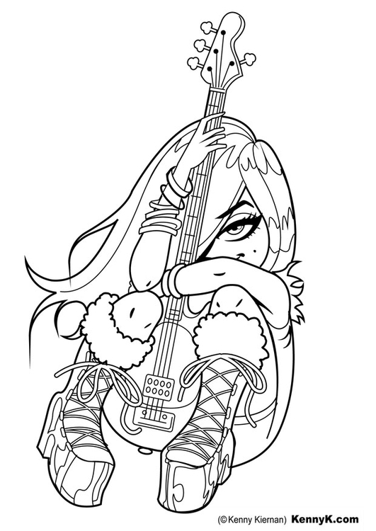 Coloring Page Girl With Guitar Free Printable Coloring Pages Img 20043