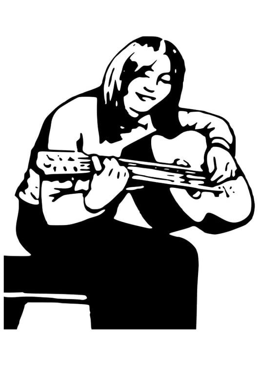 Coloring page girl with guitar