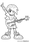 Coloring pages girl with guitar