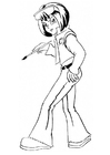Coloring pages girl with paint brush