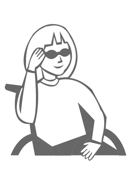 Coloring page girl with sunglasses