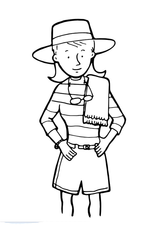 Coloring page girl with towel