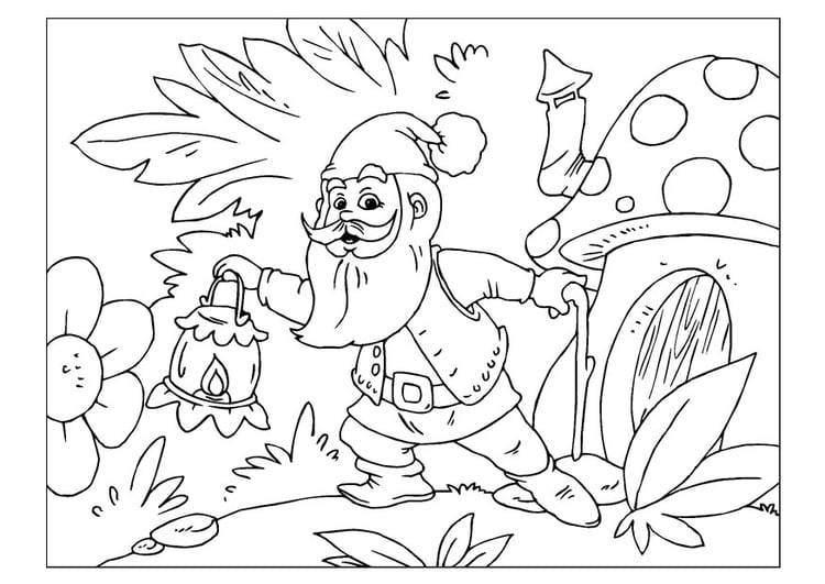 Coloring page gnome