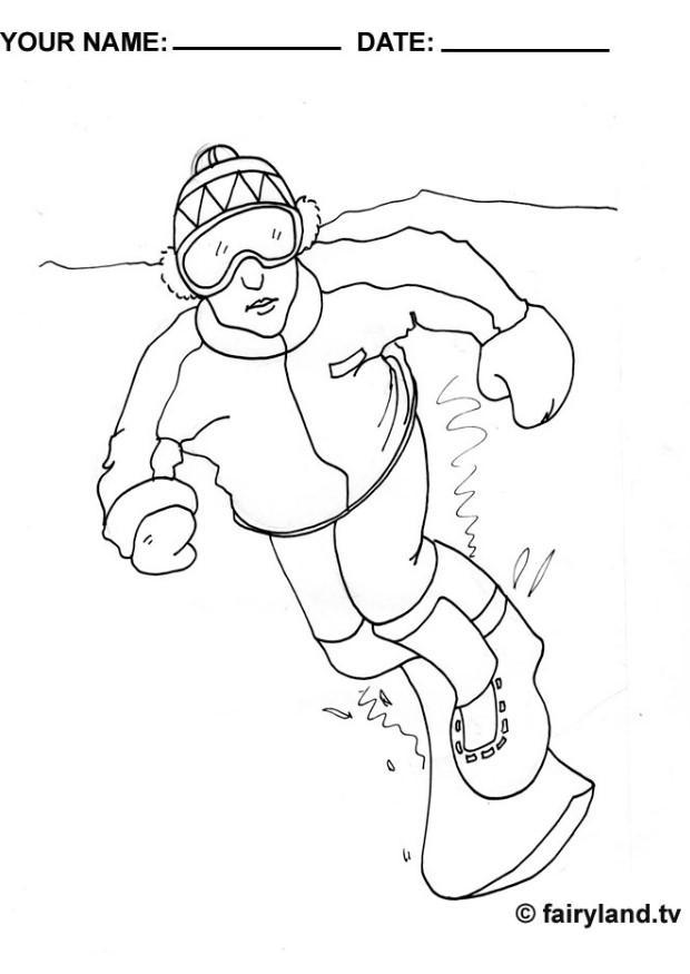 Coloring page go snowboarding