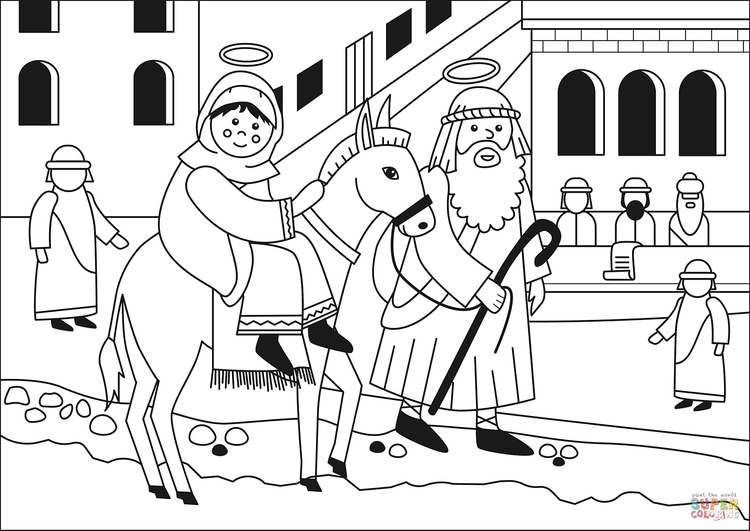 Coloring page Going to Bethlehem