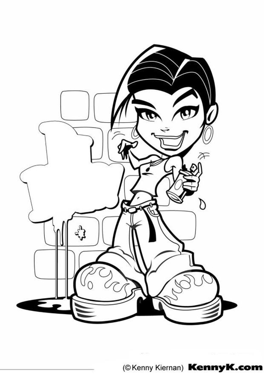 Coloring Page Graffiti Girl Free Printable Coloring Pages