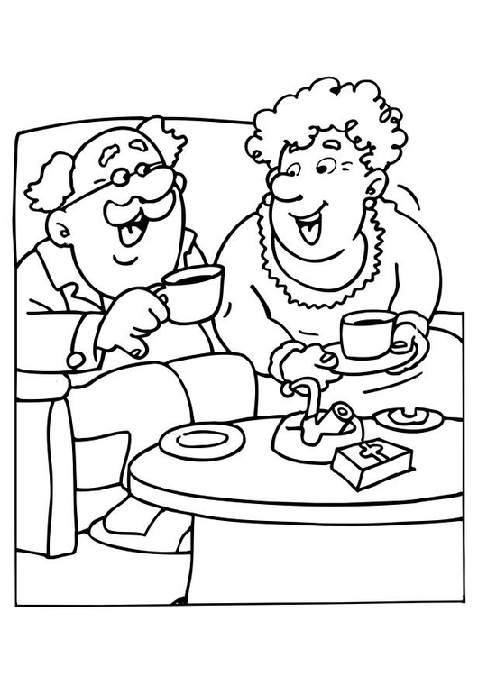 Coloring page Grandma and Grandpa