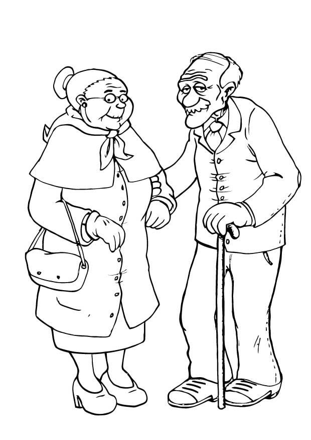 Coloring page grandmother and grandfather