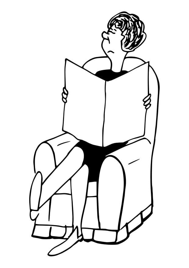 Coloring page grandmother reads