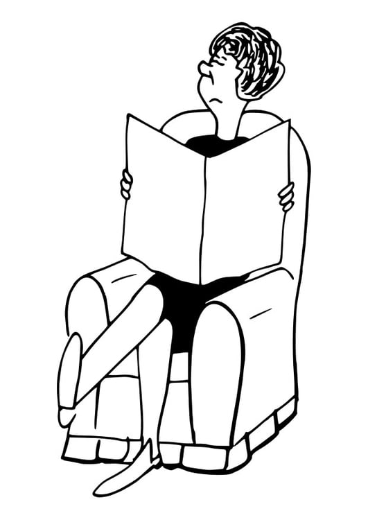 Coloring page grandmother reads