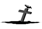 Coloring pages grave with bat