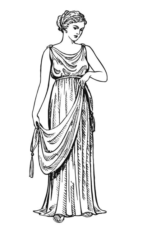 СЕРЕБРЯНЫЙ ПЕПЛОС Coloring-page-greek-woman-with-chiton-p13309