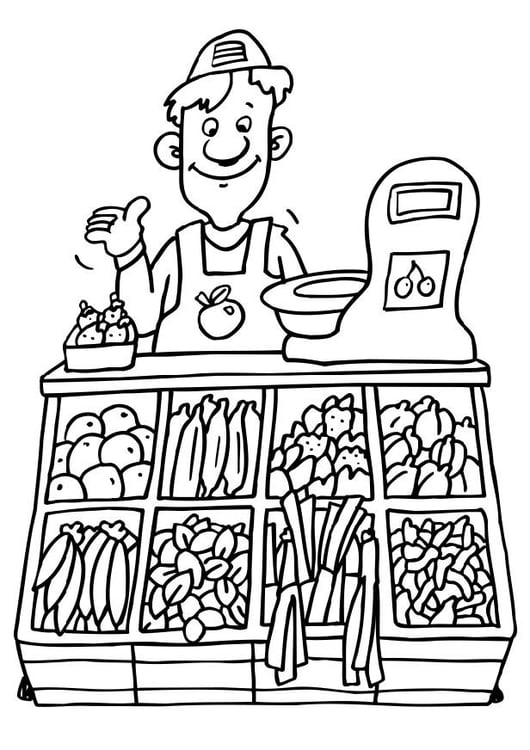 Coloring page greengrocer