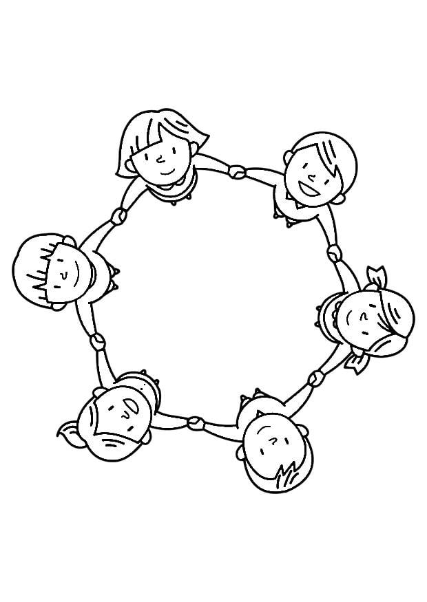 Coloring page group of children