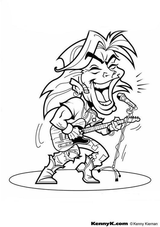 Coloring page guitar rock star