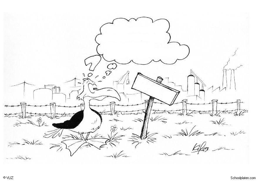 Coloring page gull at a factory