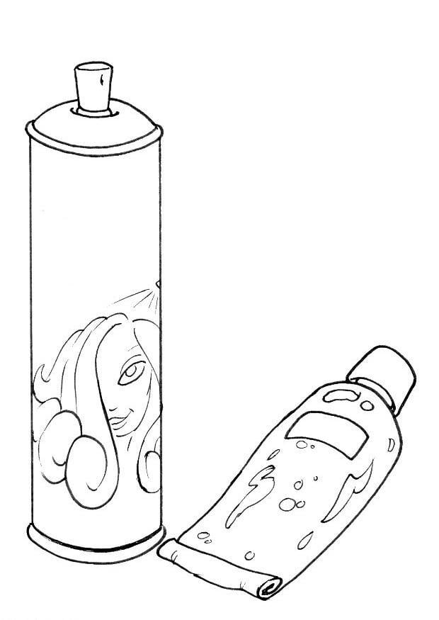 Coloring page hairstyling spray and gel without text