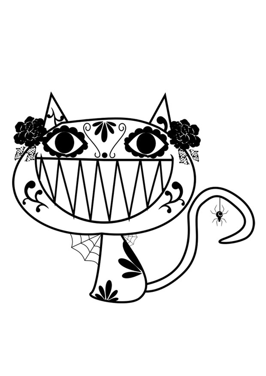 Coloring page halloween cat