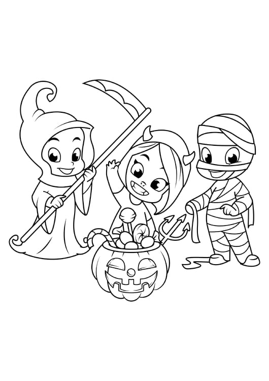 Coloring page Halloween dress up party