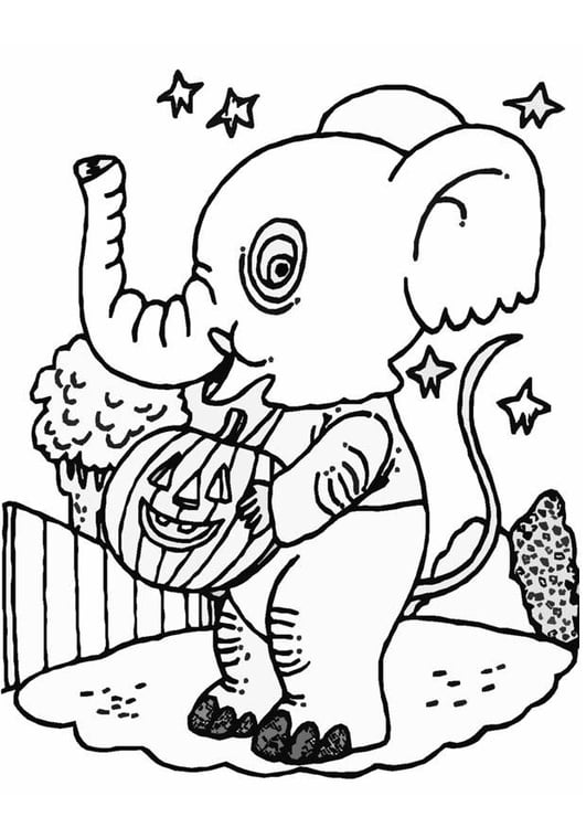 Coloring page halloween elephant