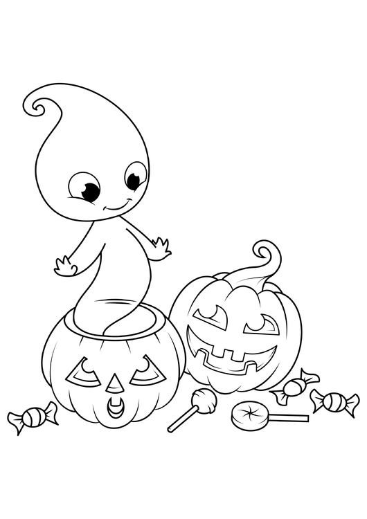 Coloring page Halloween ghost