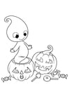 Coloring page Halloween ghost