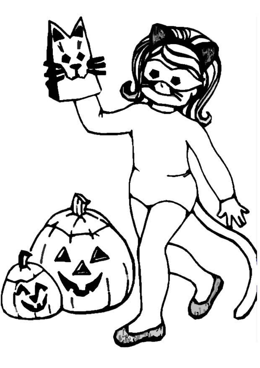 Coloring page halloween girl