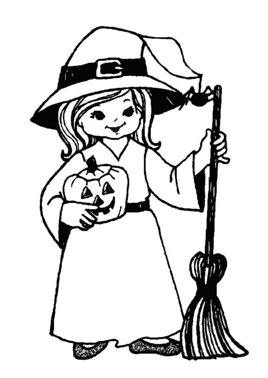 Coloring page halloween girl