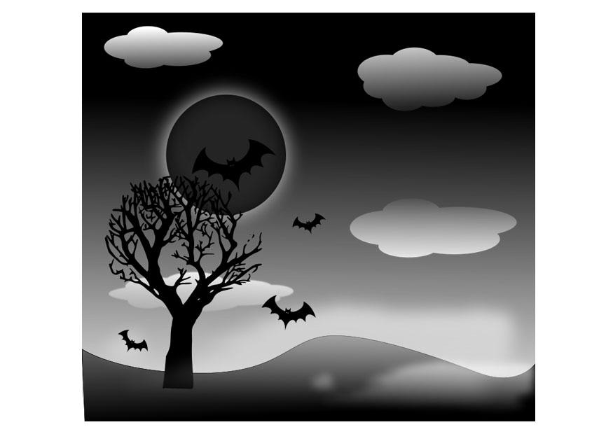 Coloring page Halloween landscape