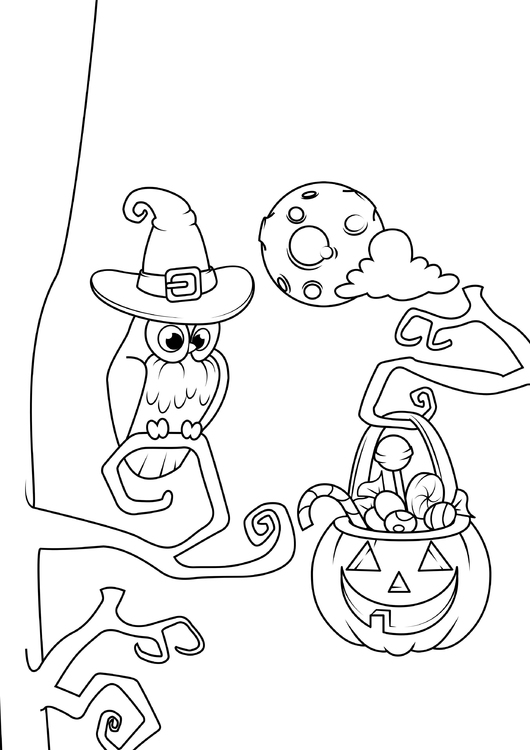 Coloring page Halloween night