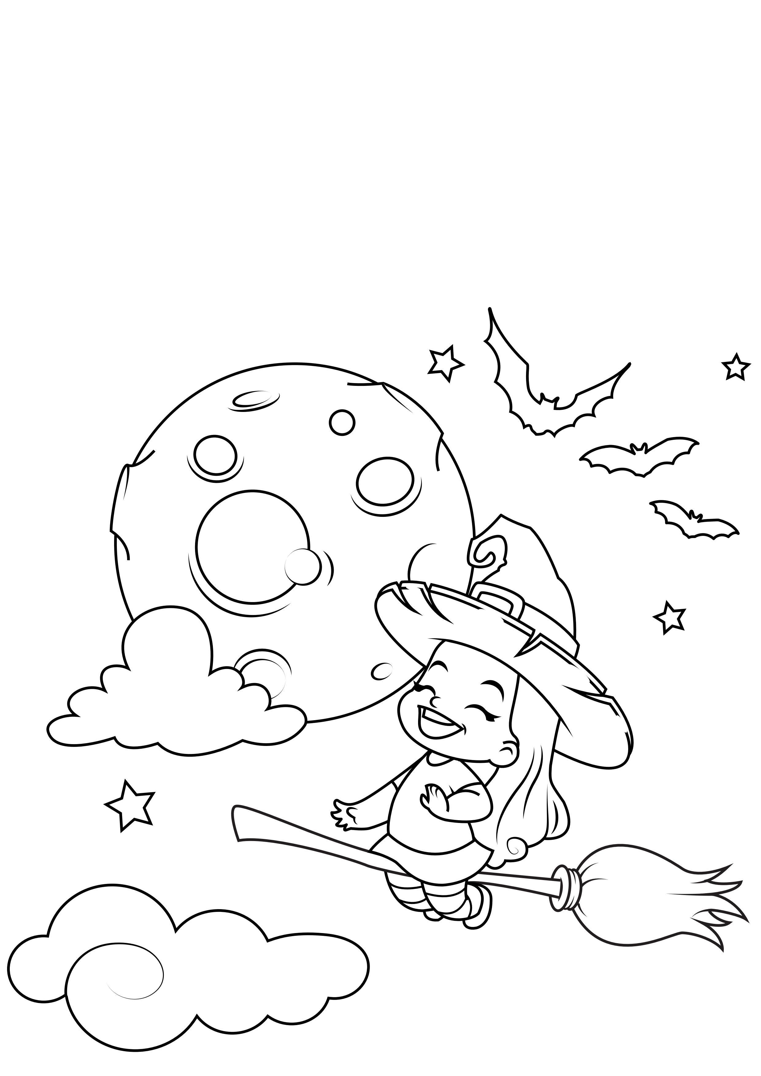 Coloring page Halloween witch