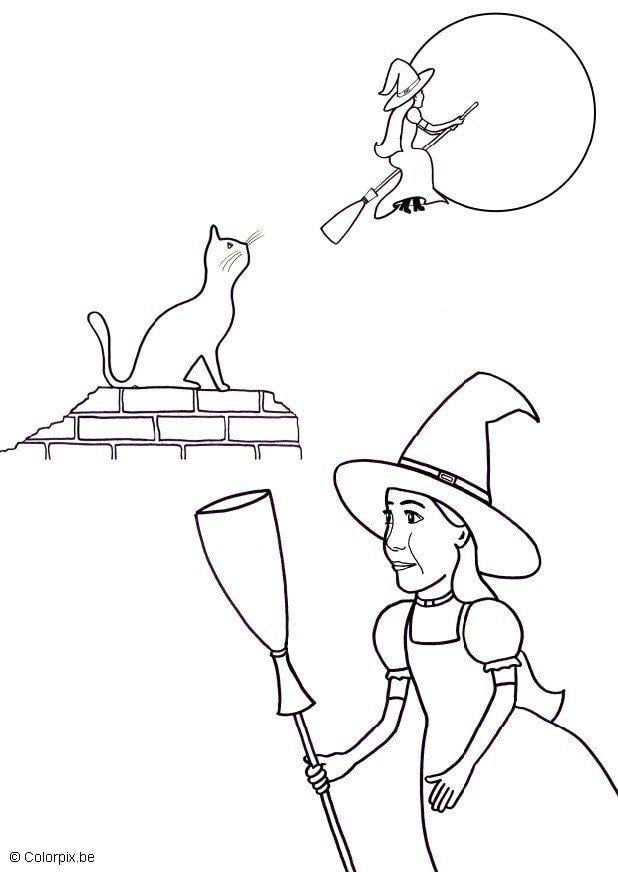 Coloring page halloween witch