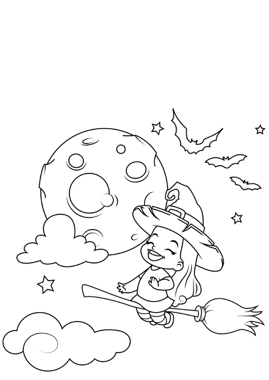 Coloring page Halloween witch