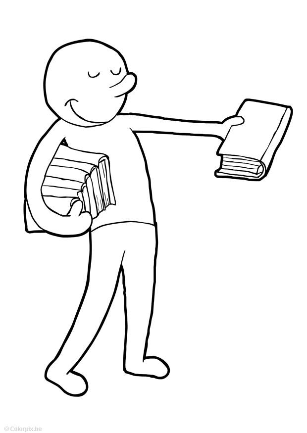 Coloring page Hand out books