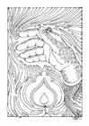 coloring-page hand over flame