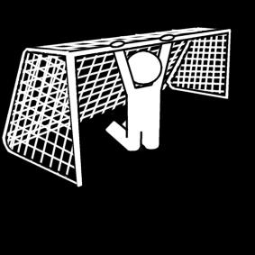 Coloring page hanging from the goal post