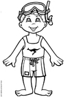 Coloring page Hans goes swimming