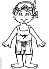 Coloring pages Hans goes swimming