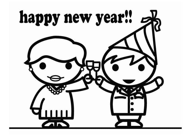Coloring page Happy New Year