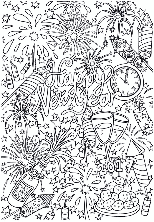 Coloring page Happy New Year